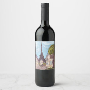Etiqueta de vinho paisagístico inspirada na Torre