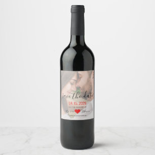 Etiqueta de Vinho para Casamento com Foto Moderna 