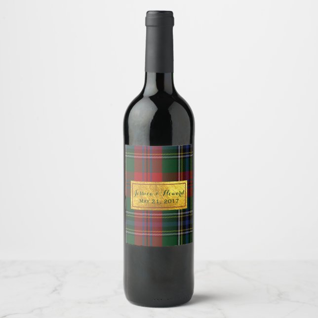 Etiqueta de Vinho para Casamento de Xadrezes McLea (Frente)
