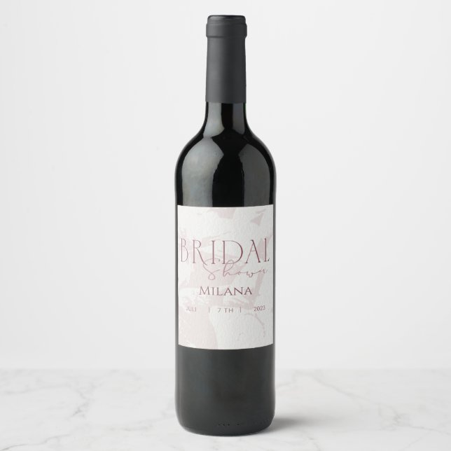 Etiqueta de Vinho para Chá de Noiva Rosa Bege (Frente)