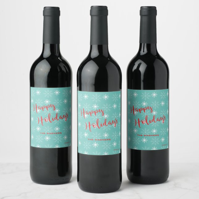 Etiqueta de Vinho Personalizada de Férias Felizes  (Garrafas)