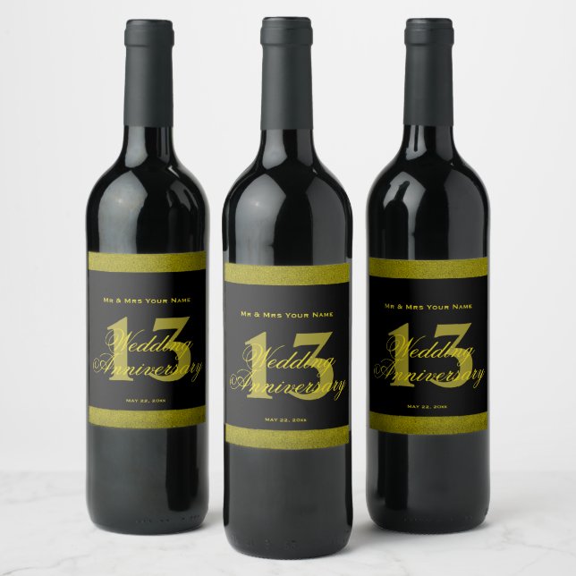Etiqueta de Vinho Personalizada para 13º Aniversár (Garrafas)