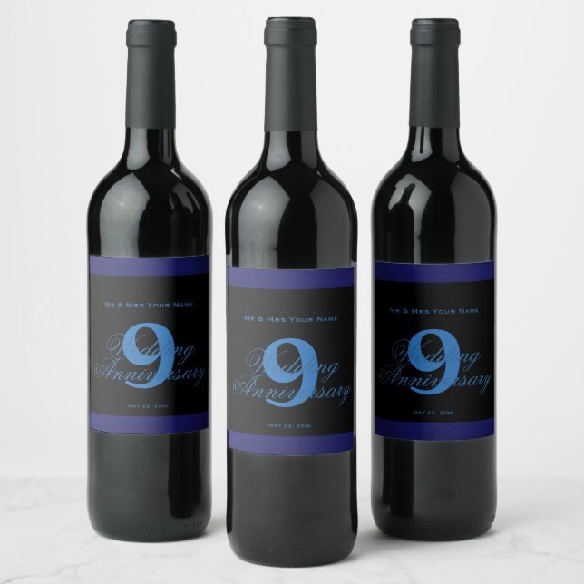 Etiqueta de Vinho Personalizado do Nono Aniversári (Garrafas)