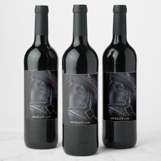 Etiqueta de Vinho Personalizado Elegante de Cavalo
