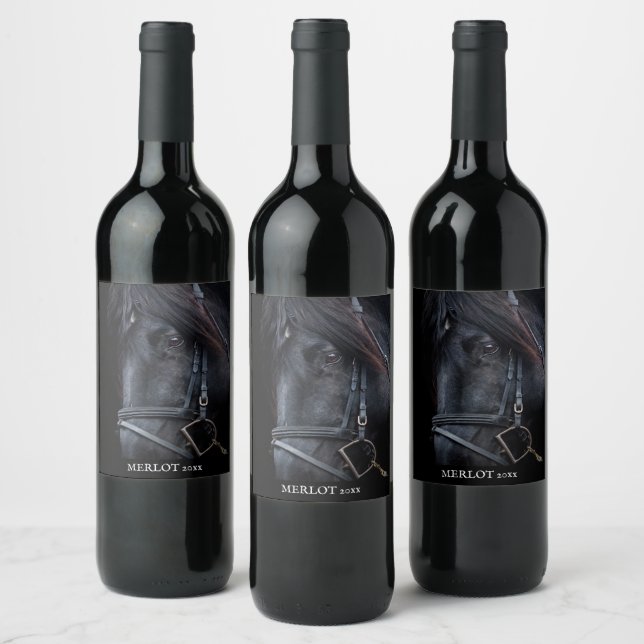 Etiqueta de Vinho Personalizado Elegante de Cavalo (Garrafas)