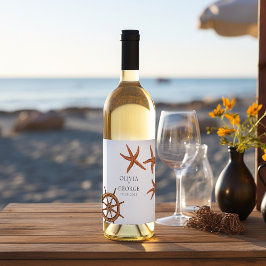 Etiqueta de vinho personalizado para praia elegant