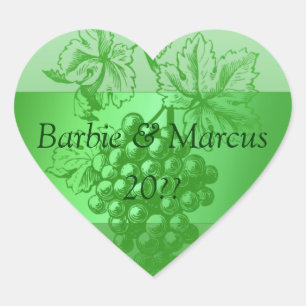 Etiqueta de Vinho Personalizado Verde de Coração