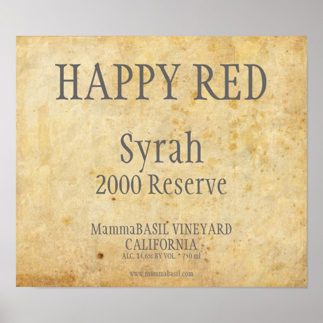 Etiqueta de Vinho Poster (Frente)