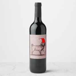 Etiqueta de Vinho Pug de Natal