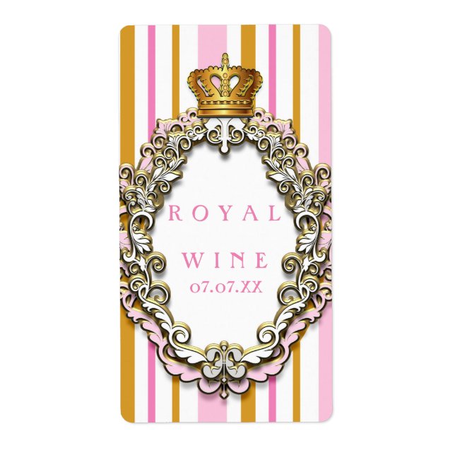 Etiqueta de vinho Rosa Coroa Dourada Real Princesa (Frente)