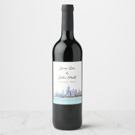 Etiqueta de Vinho Skyline Personalizado em Chicago