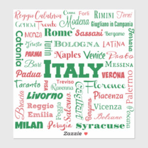 Etiqueta de vinil das cidades italianas - Marca it