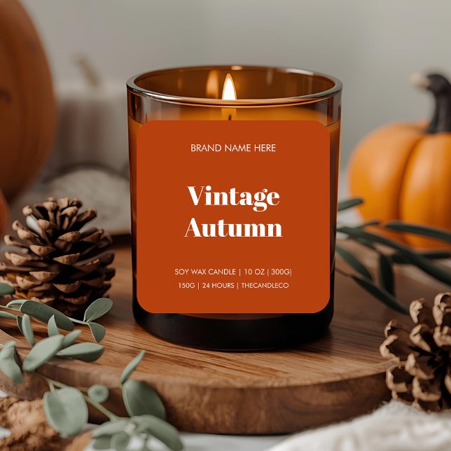 Etiqueta de Vintage Autumn Candle | Queda Minimali (Criador carregado)