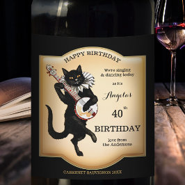 Etiqueta de Vintage Black Cat Personated Wine