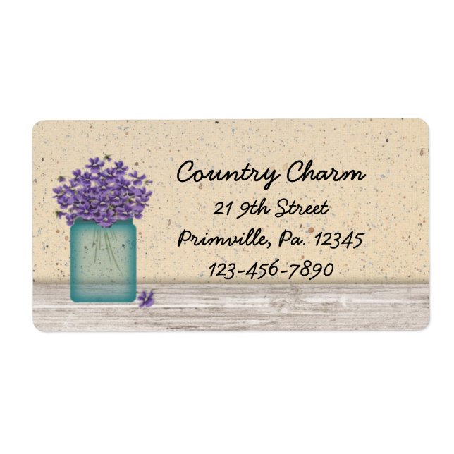 Etiqueta de Violetas de Mason Azul (Frente)