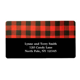 Etiqueta de Xadrez de Buffalo Vermelho e Negro