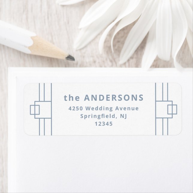 Etiqueta Deco Moderno | Branco Elegante e Azul Derrante (Insitu)