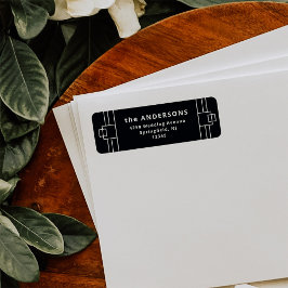 Etiqueta Deco Moderno | Elegante Onyx Preto e Branco