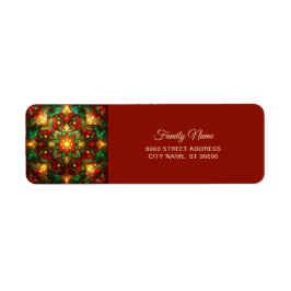 Etiqueta Decorative Red Green Holiday Return Address