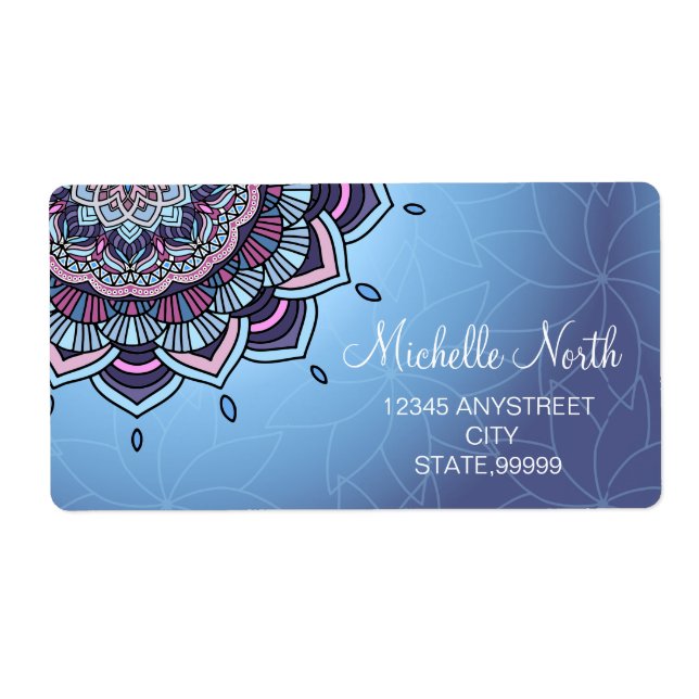 Etiqueta Deep Blue Glow Mandala ID361 (Frente)