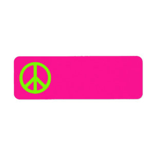 Etiqueta Deep Pink and Chartreuse Peace Symbol