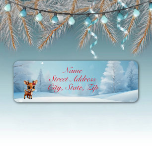 Etiqueta Deer, Fawn Floral, Doe, Reindeer Lover, Neve 🦌 🎄