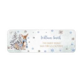 Etiqueta Deer Snowflakes Winter Return Address