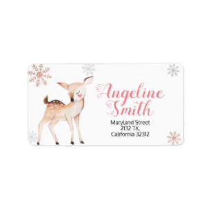 Etiqueta Deer Winter Snowflakes ONEderland Aniversário Addr