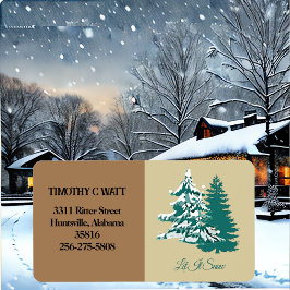 Etiqueta Deixem-na nevar Aquarela inverno Madeira de Natal