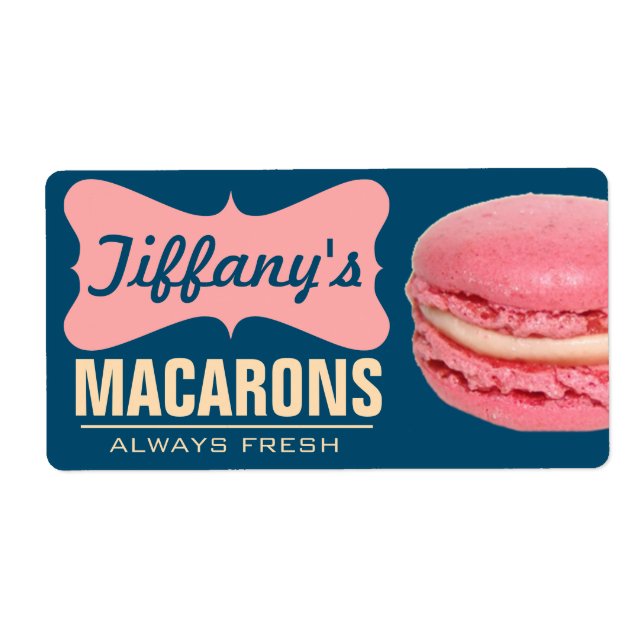 Etiqueta Deliciosos Macarons Franceses Rosa | Macarons Case (Frente)