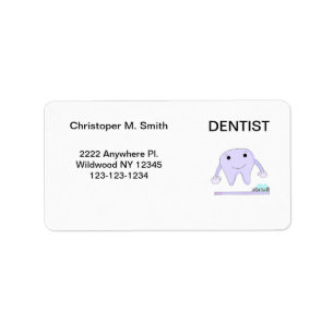 Etiqueta Dente de Dentista e Escova de Dentes