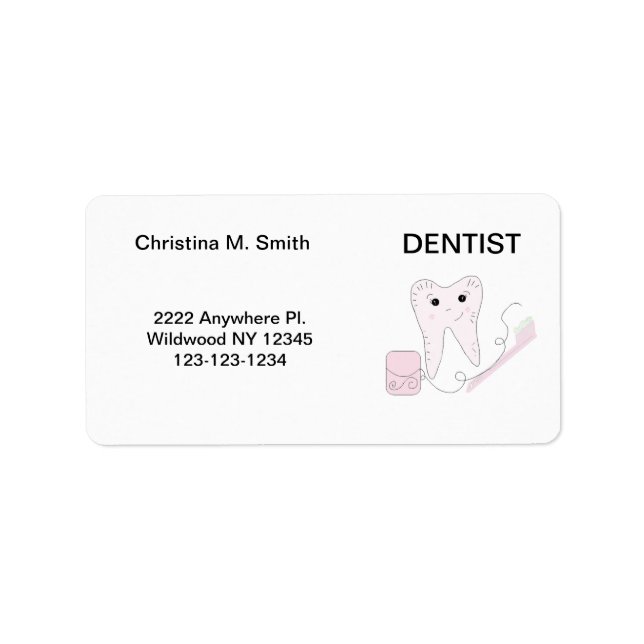 Etiqueta Dentista Dente Rosa (Frente)