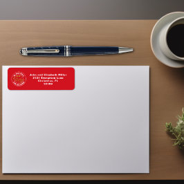 Etiqueta Desejamos-lhe um Feliz Natal Vermelho