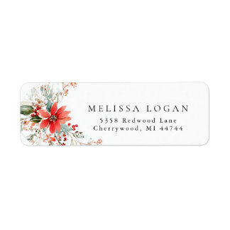 Etiqueta Desenho de casamento floral de Natal Poinsettia