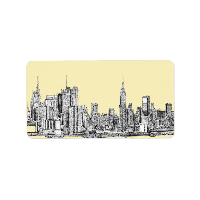 Etiqueta Desenho de NYC em marfim creme (Frente)