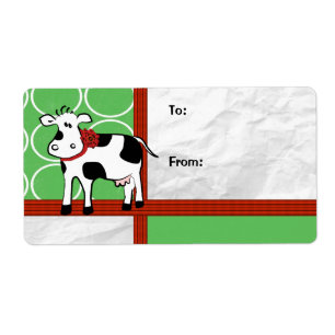 Etiqueta Desenhos animados bonitos da vaca do Natal do