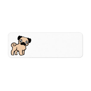 Etiqueta desenhos animados do pug da jovem corça