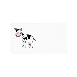Etiqueta Desenhos animados preto e branco da vaca