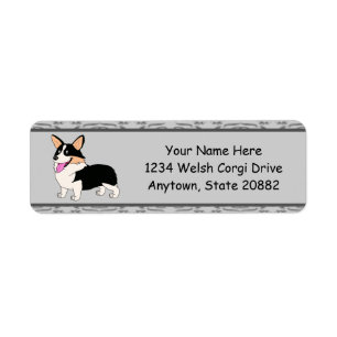 Etiqueta Desenhos animados Tricolor de sorriso do Corgi