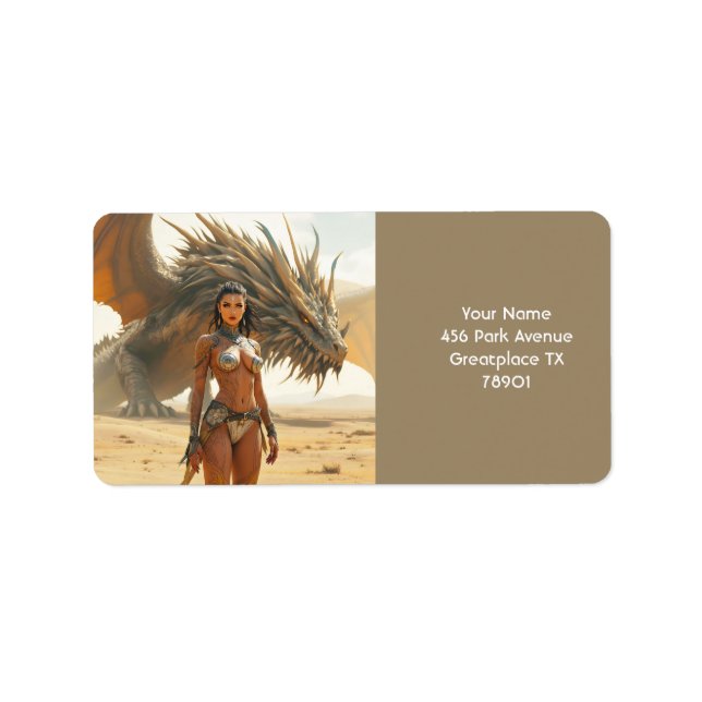 Etiqueta Deserto de Dragão Menina Fantasy (Frente)