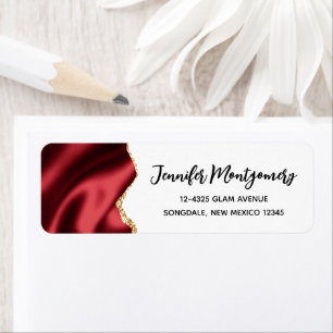 Etiqueta Design abstrato de Satin Wavy Satin de Glam Vermel