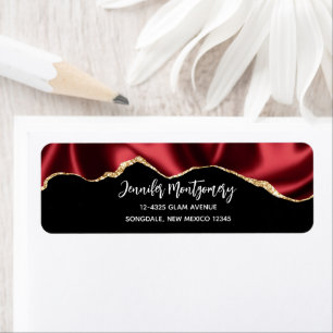 Etiqueta Design abstrato de Satin Wavy Satin de Glam Vermel
