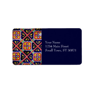 Etiqueta Design Azulejo Cobalto Azul Laranja Queimado Sudoe