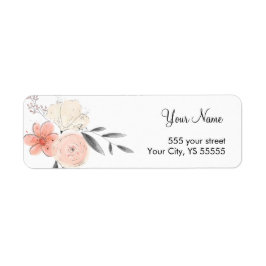 Etiqueta Design de Aquarela Rosa e Flor Lenta