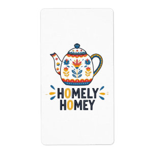 Etiqueta Design de bule de chá aconchegante homely
