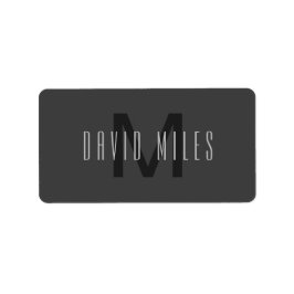 Etiqueta Design de Monograma Mínimo Moderno Cinza Escuro Ed