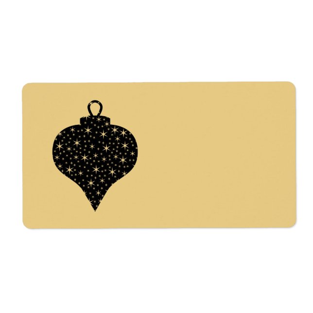 Etiqueta Design de Natal preto e Dourado. (Frente)