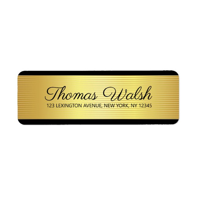 Etiqueta Design Elegante de Linhas Douradas Pretas (Frente)