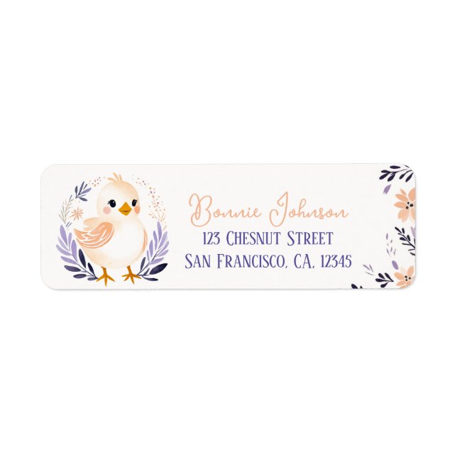 Etiqueta Design Floral de Lavanda de Boho - Pintinho (Frente)