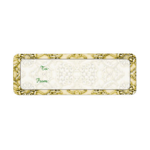 Etiqueta Design floral metálico gravado vintage da folha